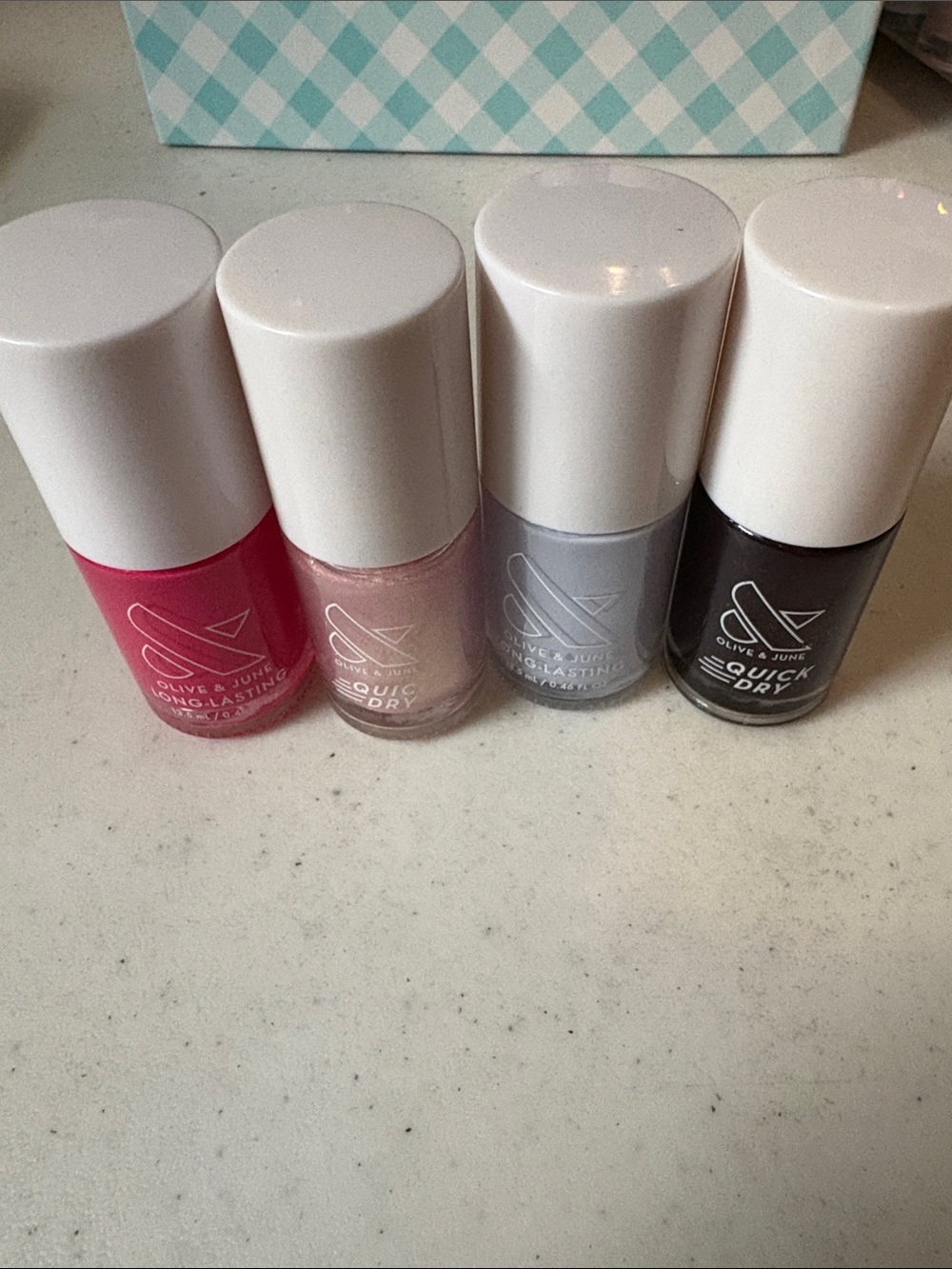 4 pack!Olive & June Quick Dry Nail Polish Set — Pink, Blue, Purple NWT!